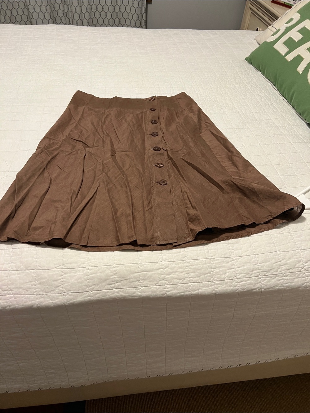 Ann Taylor Brown Button-Front A-Line Skirt